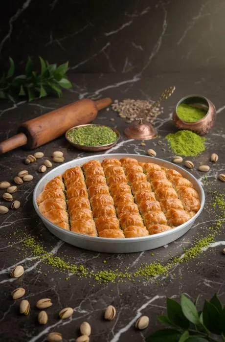 Fıstıklı Kare Baklava - 2 kg Tepsi